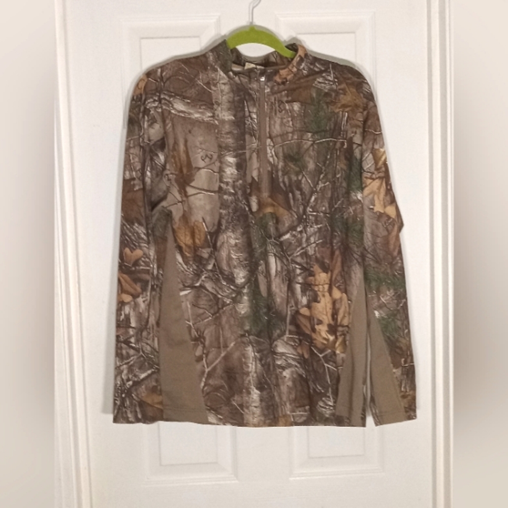 Camo Red Head hunting 1/4 zip jersey  Men's Long Sleeve